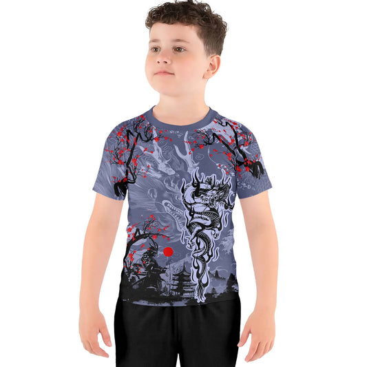 Shadow Dragon Samurai Kids Rash Guard