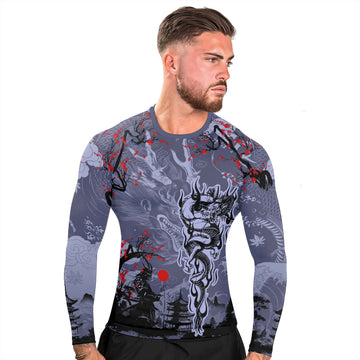 Shadow Dragon Samurai Men's Long Sleeve Rash Guard