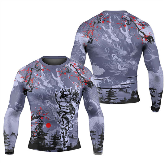 Shadow Dragon Samurai Men's Long Sleeve Rash Guard