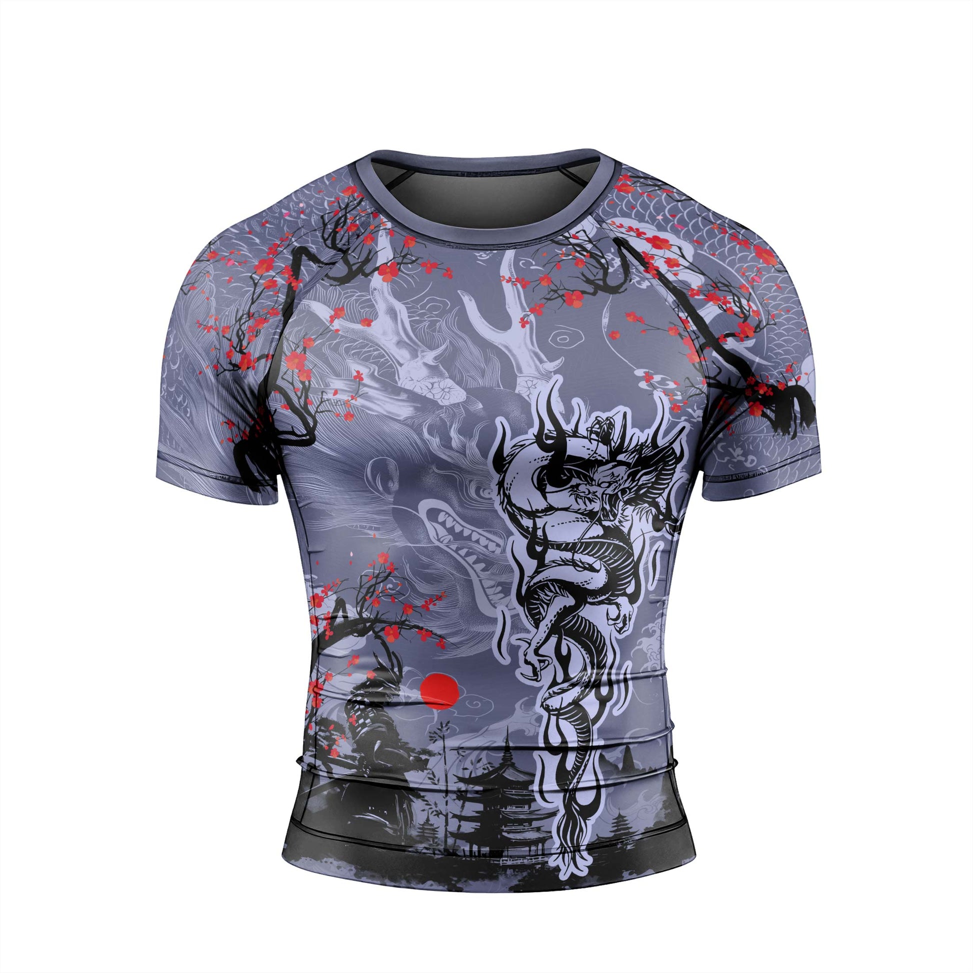 Shadow Dragon Samurai Men's Short Sleeve Rash Guard