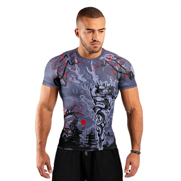 Shadow Dragon Samurai Men's Short Sleeve Rash Guard