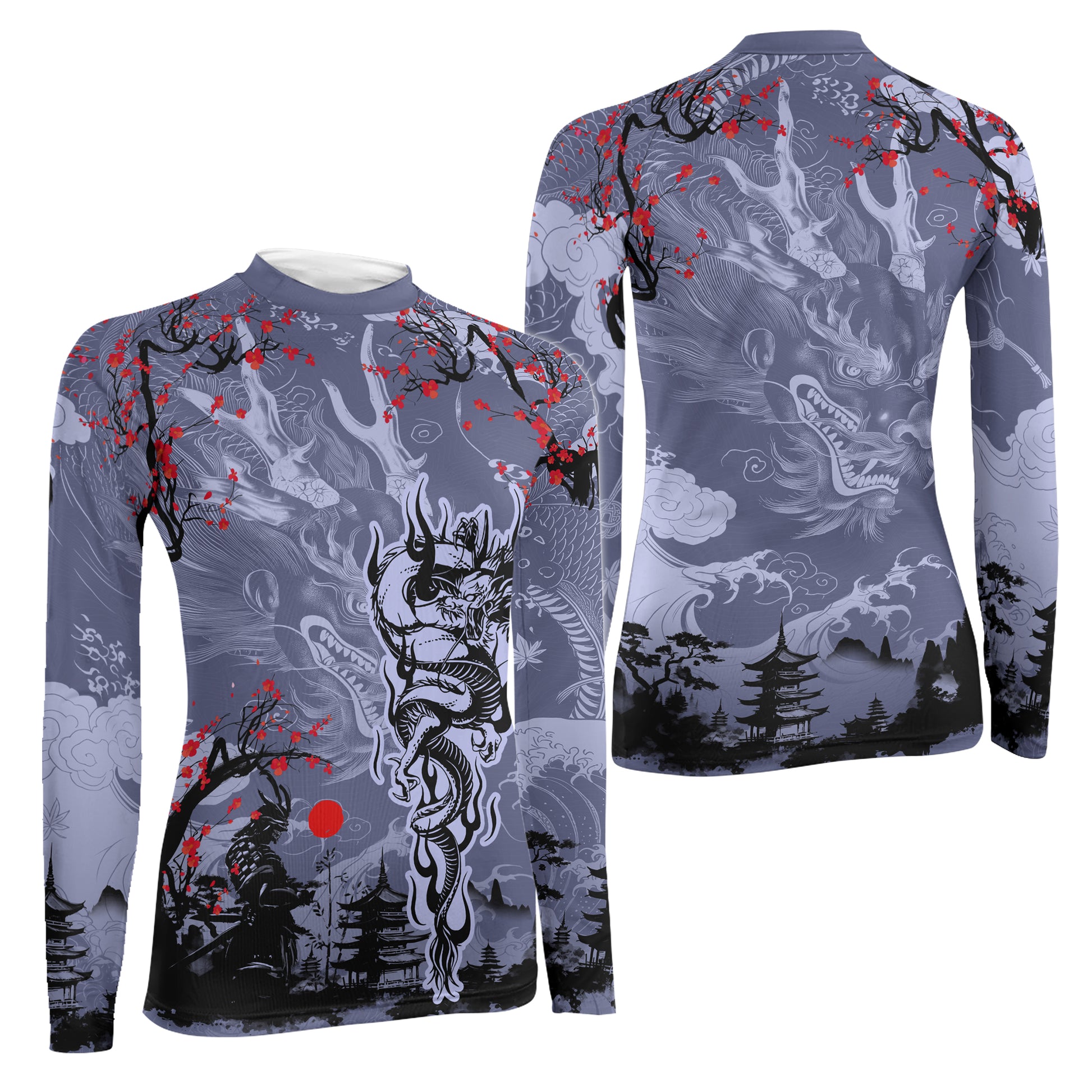 Shadow Dragon Samurai Women's Long Sleeve Rash Guard