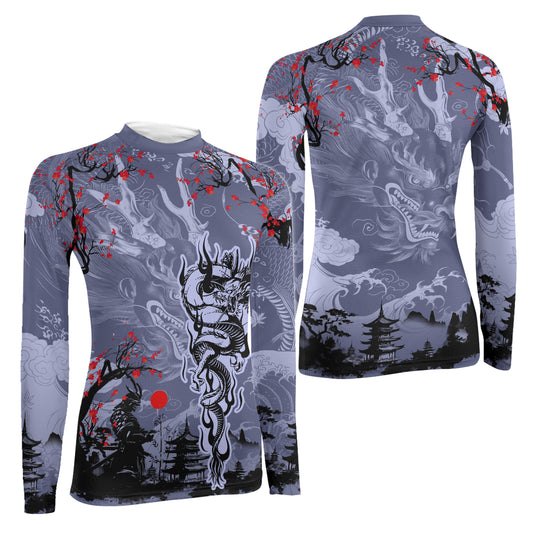 Shadow Dragon Samurai Women's Long Sleeve Rash Guard
