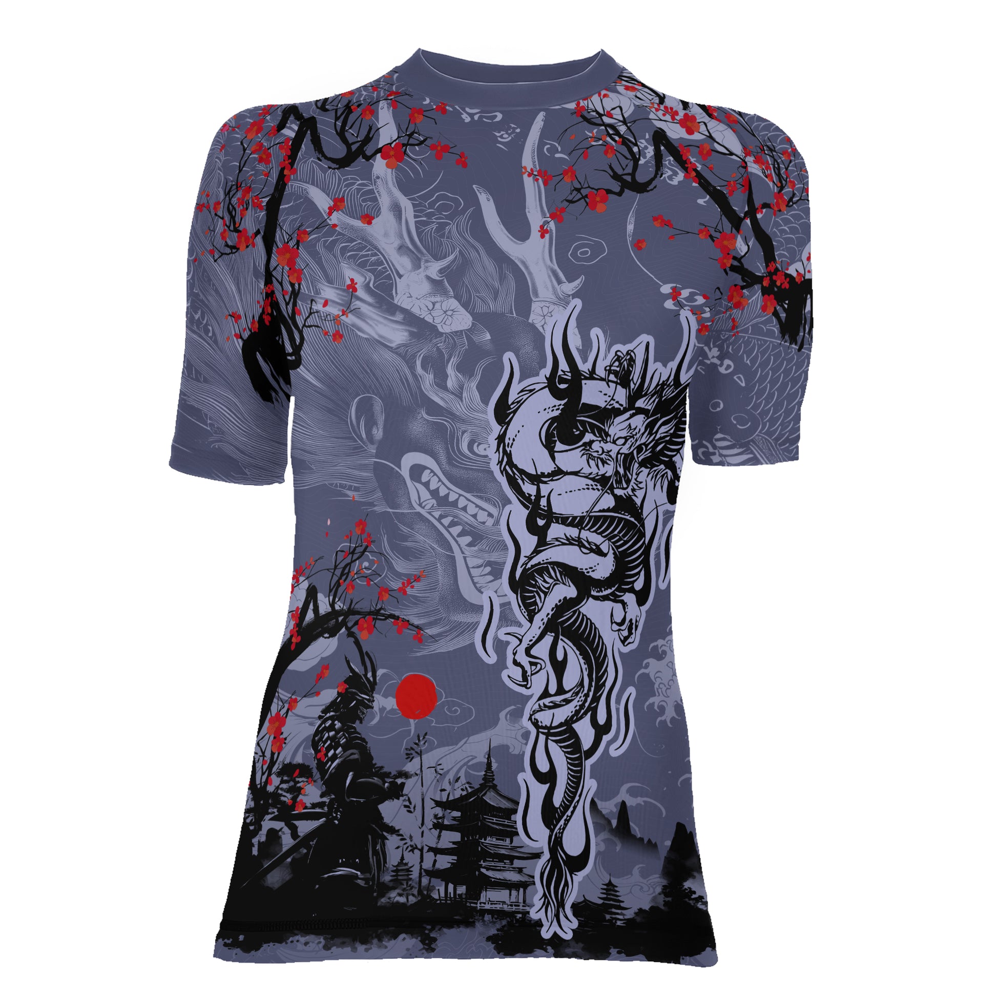 Shadow Dragon Samurai Women's Short Sleeve Rash Guard