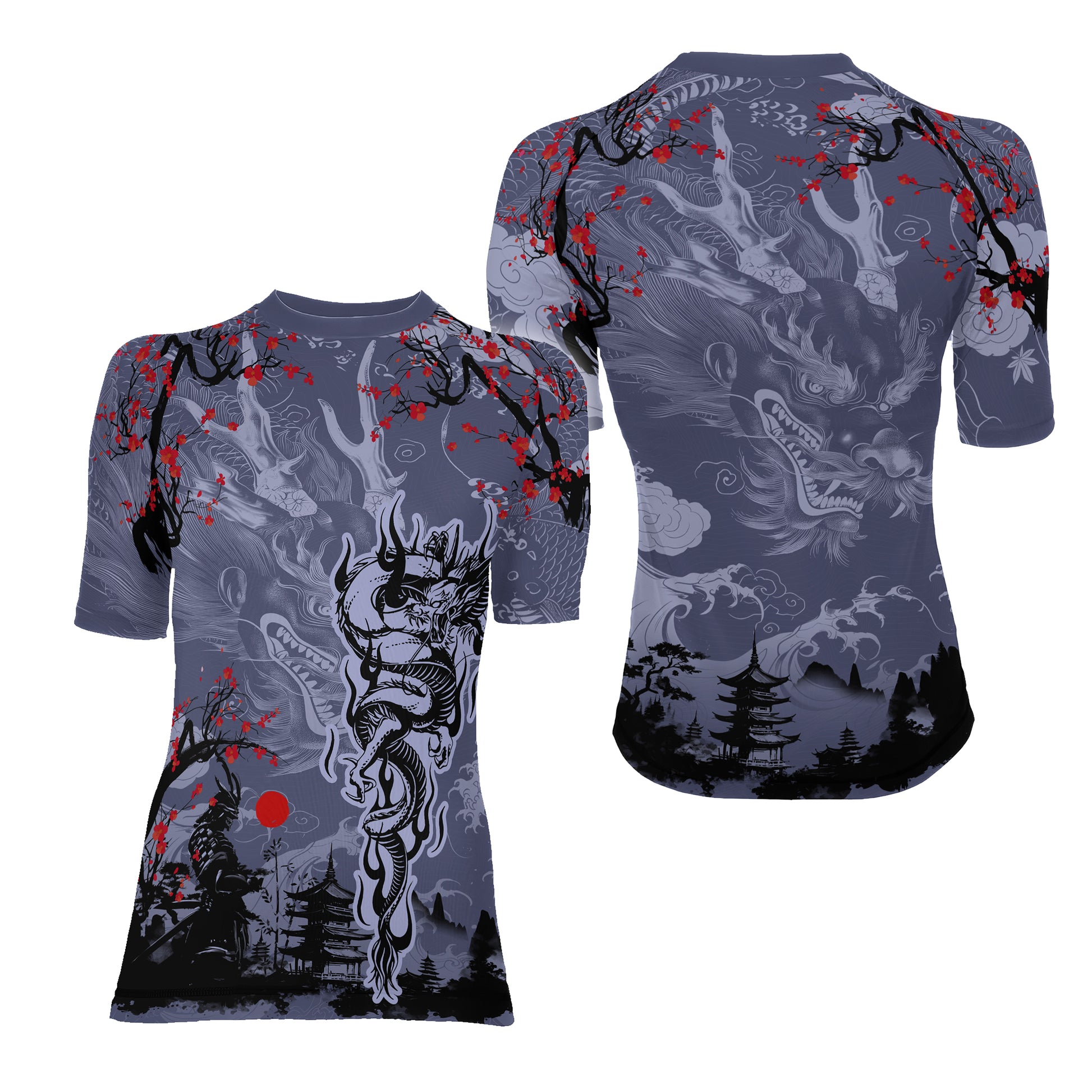 Shadow Dragon Samurai Women's Short Sleeve Rash Guard