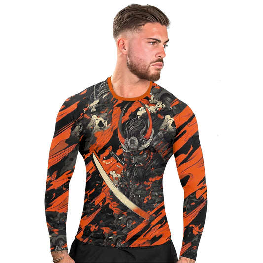 Shadow Oni Flame Men's Long Sleeve Rash Guard