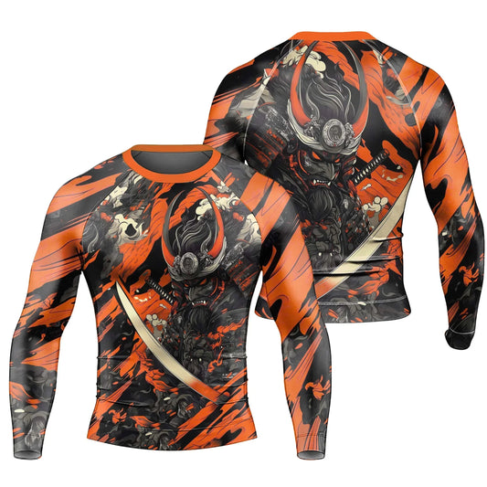 Shadow Oni Flame Men's Long Sleeve Rash Guard