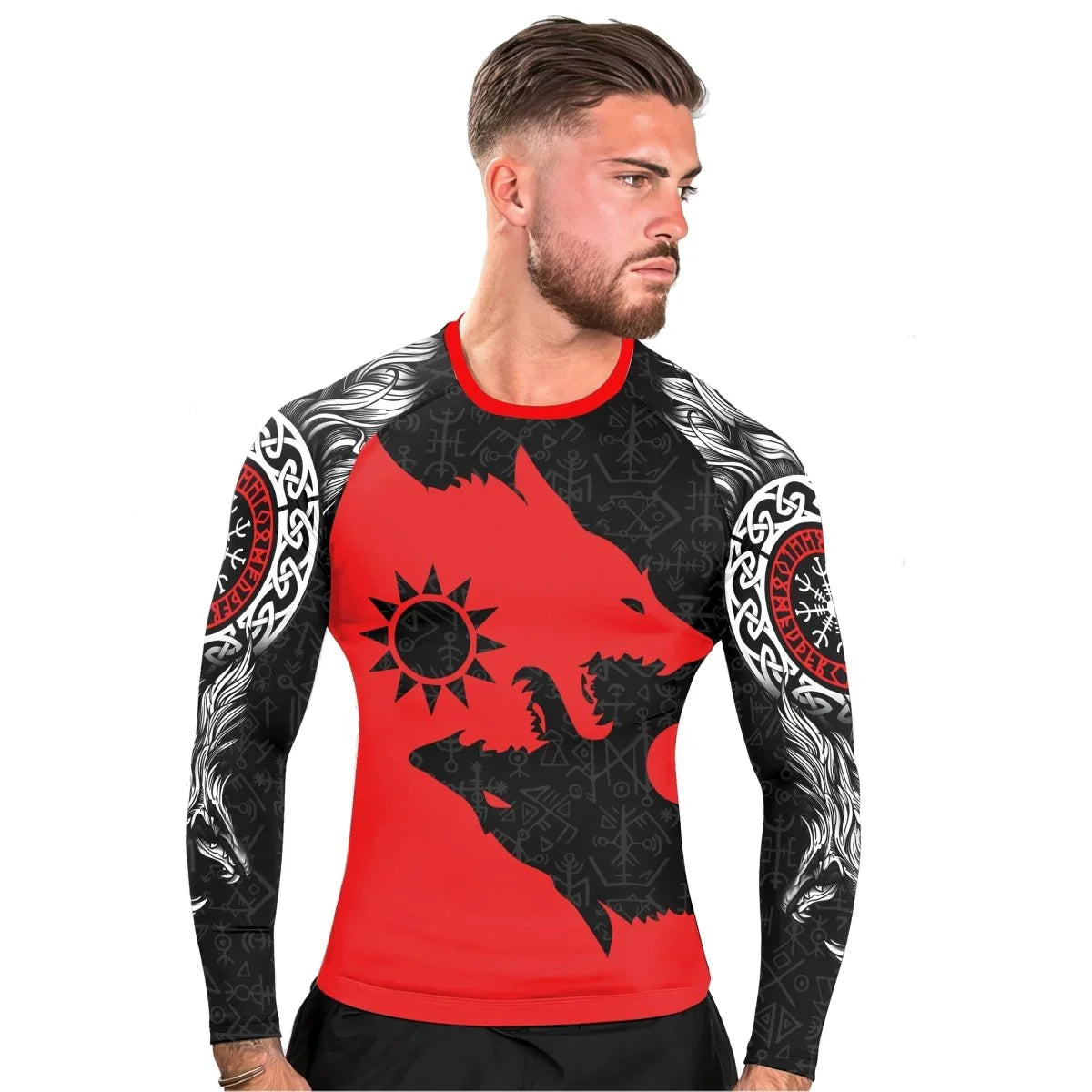Sköll and Hati Men's Long Sleeve Rash Guard - BattleFitGear