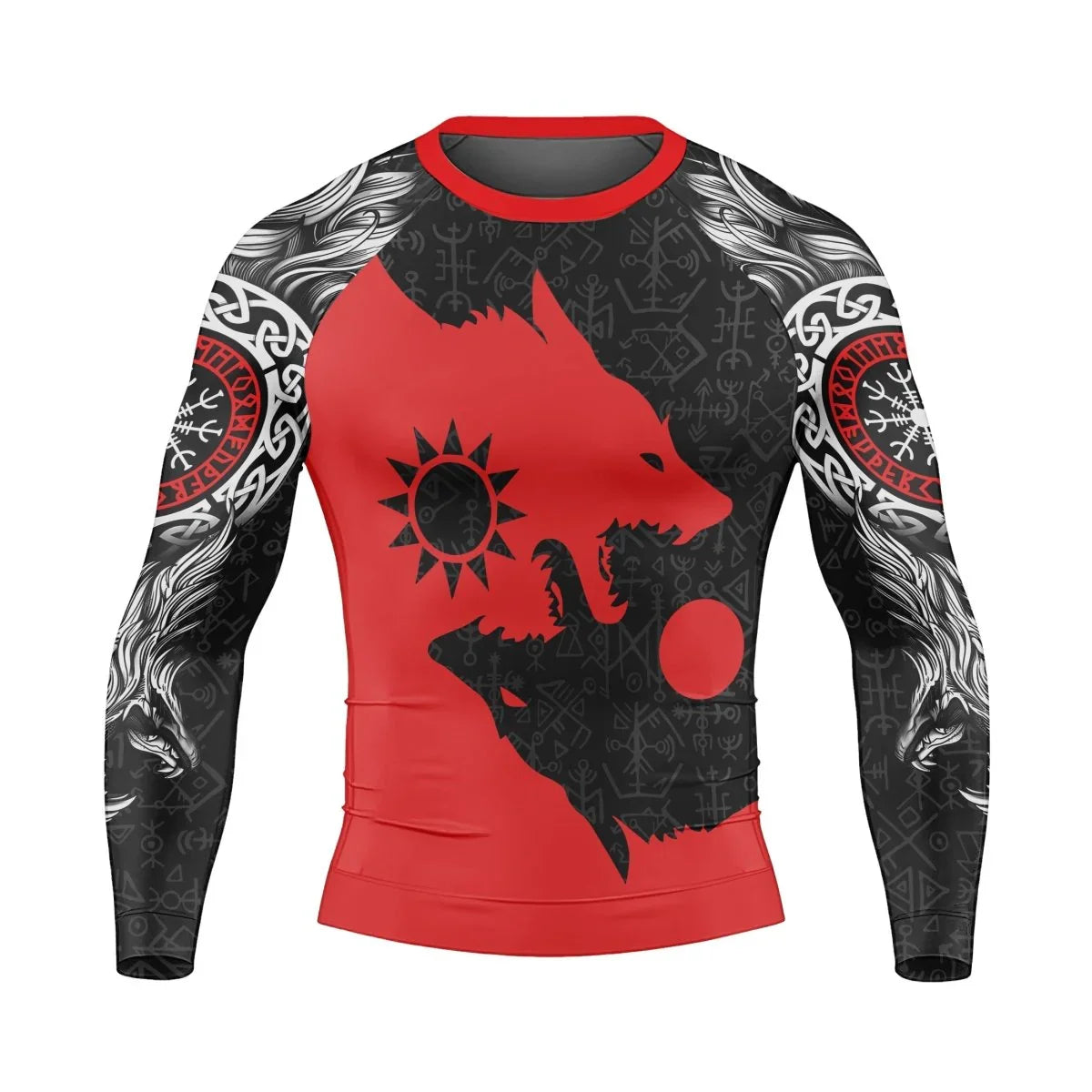 Sköll and Hati Men's Long Sleeve Rash Guard - BattleFitGear