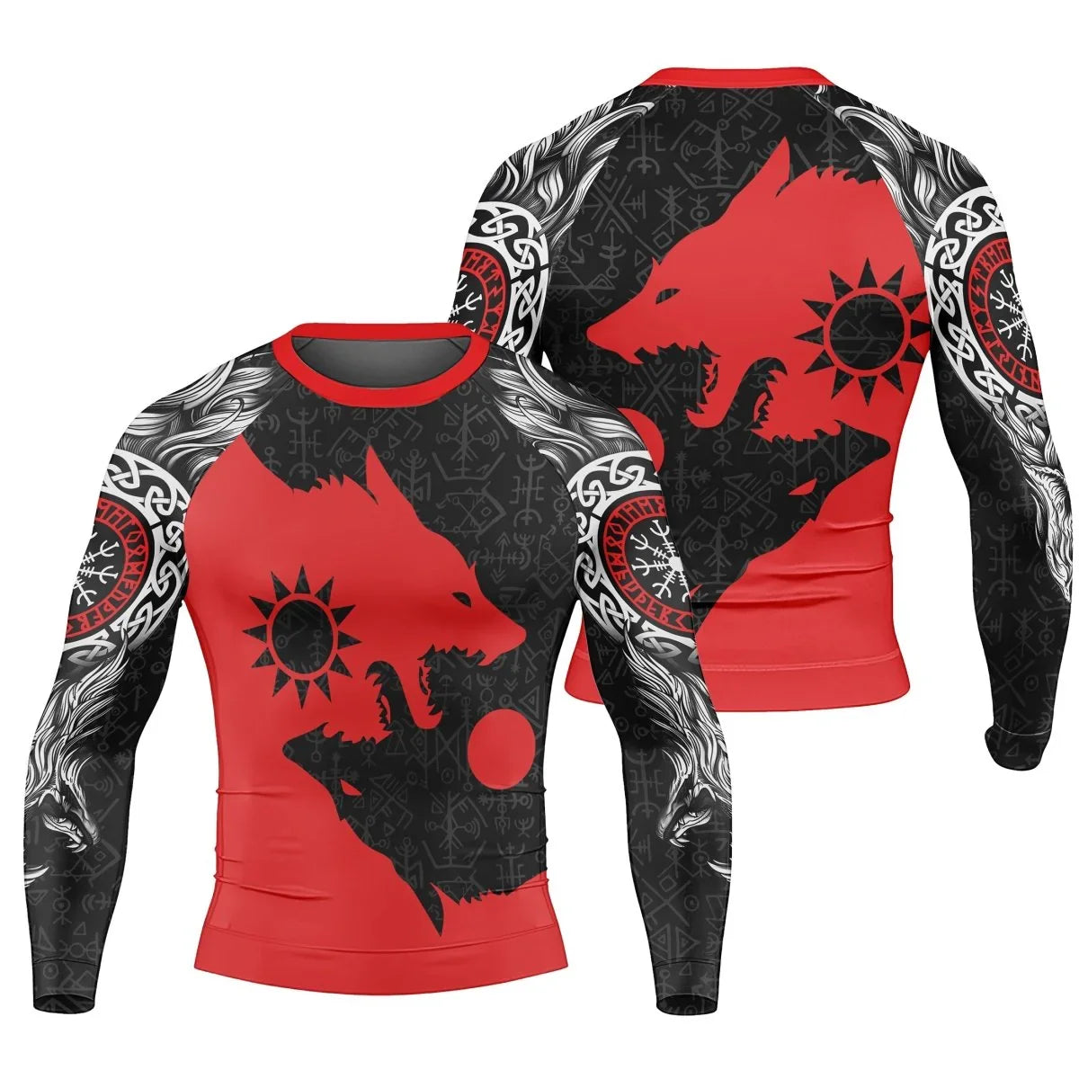 Sköll and Hati Men's Long Sleeve Rash Guard - BattleFitGear