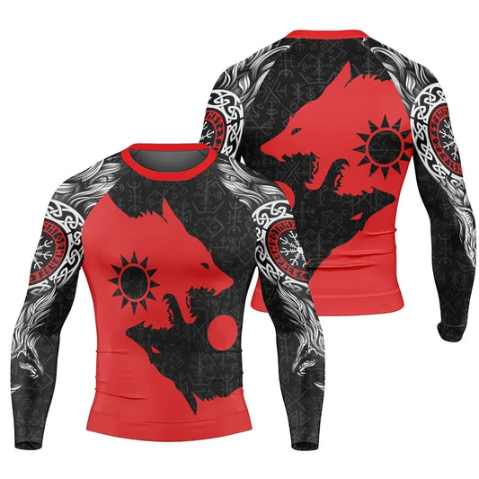 Sköll and Hati Men's Long Sleeve Rash Guard - BattleFitGear