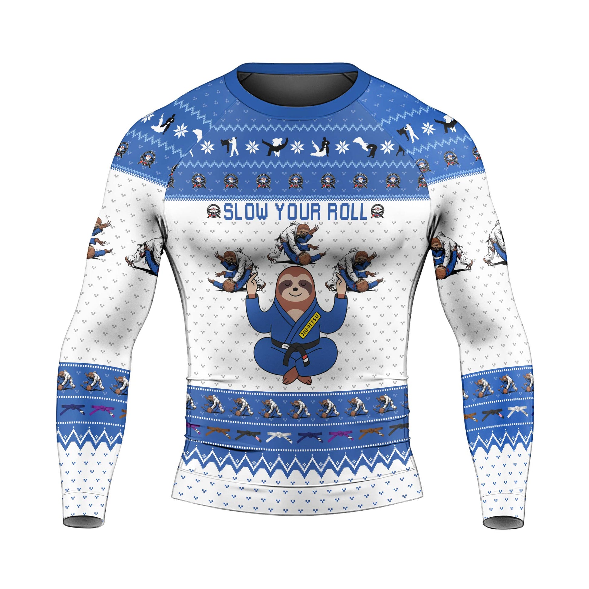 Sloth Jiu Jitsu Xmas Men's Long Sleeve Rash Guard