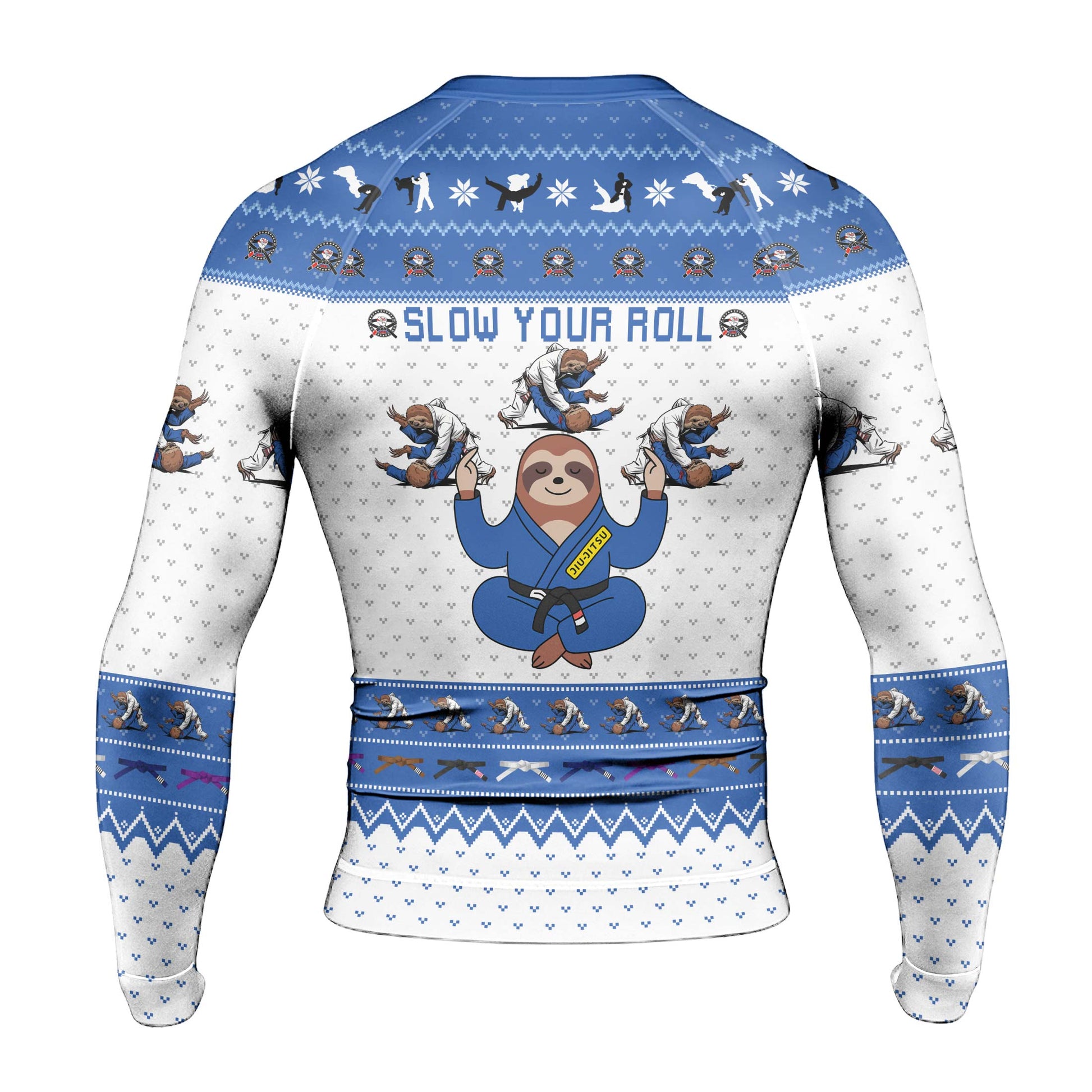 Sloth Jiu Jitsu Xmas Men's Long Sleeve Rash Guard