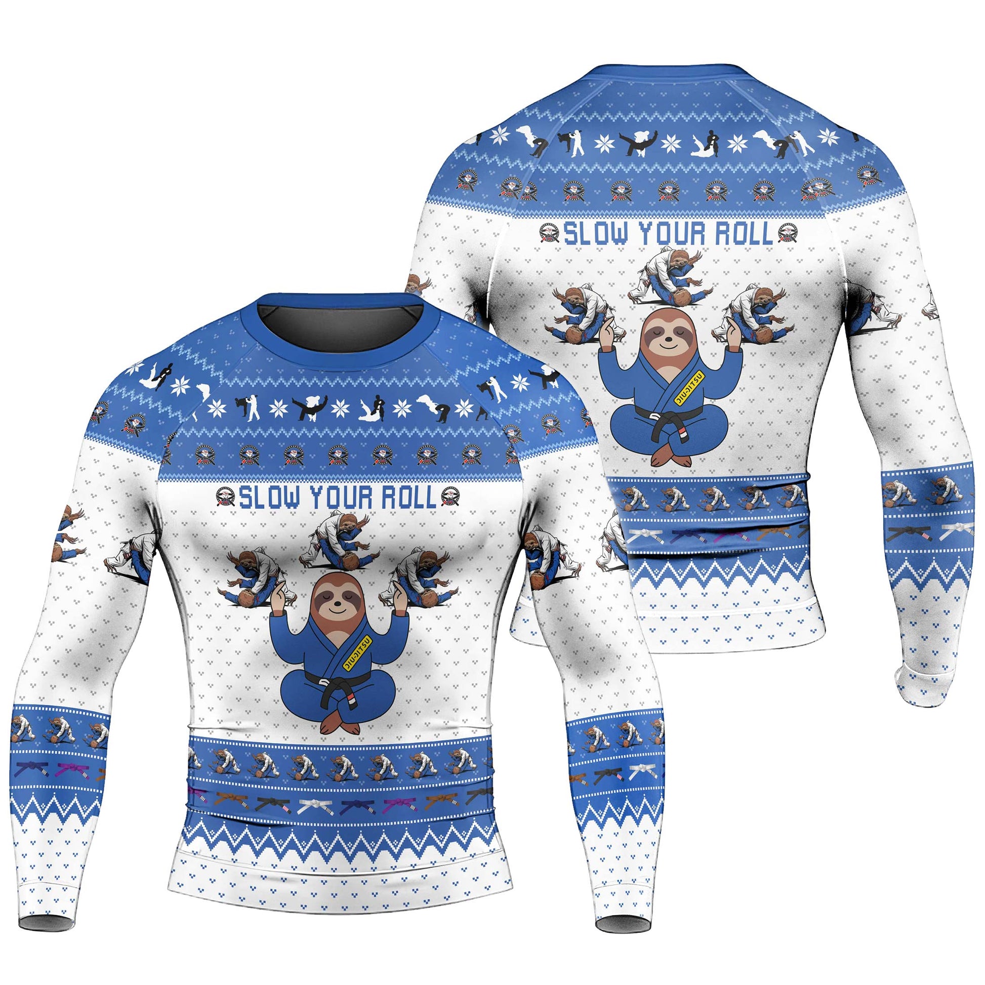 Sloth Jiu Jitsu Xmas Men's Long Sleeve Rash Guard