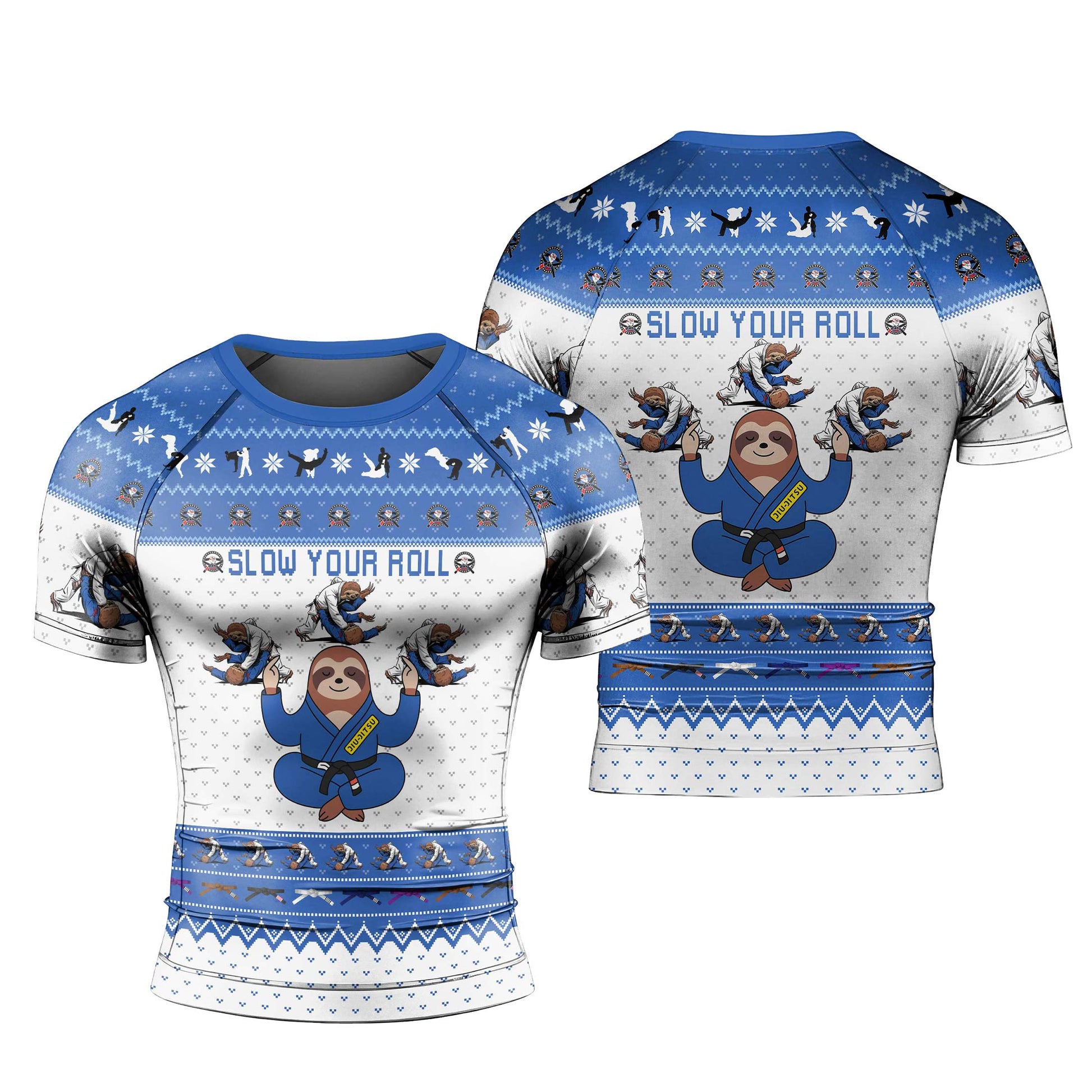 Sloth Jiu Jitsu Xmas Men's Short Sleeve Rash Guard