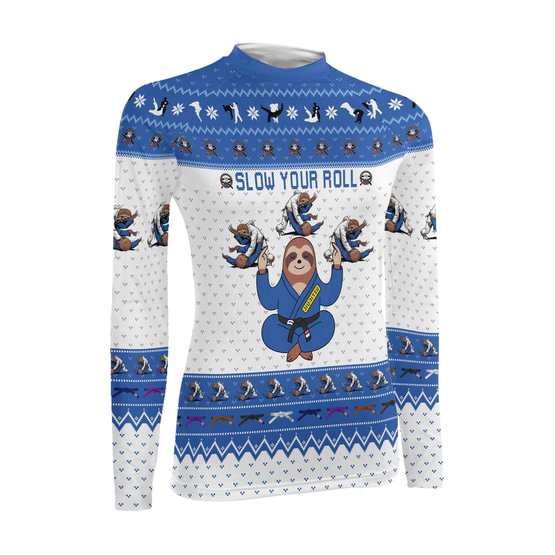 Sloth Jiu Jitsu Xmas Women's Long Sleeve Rash Guard