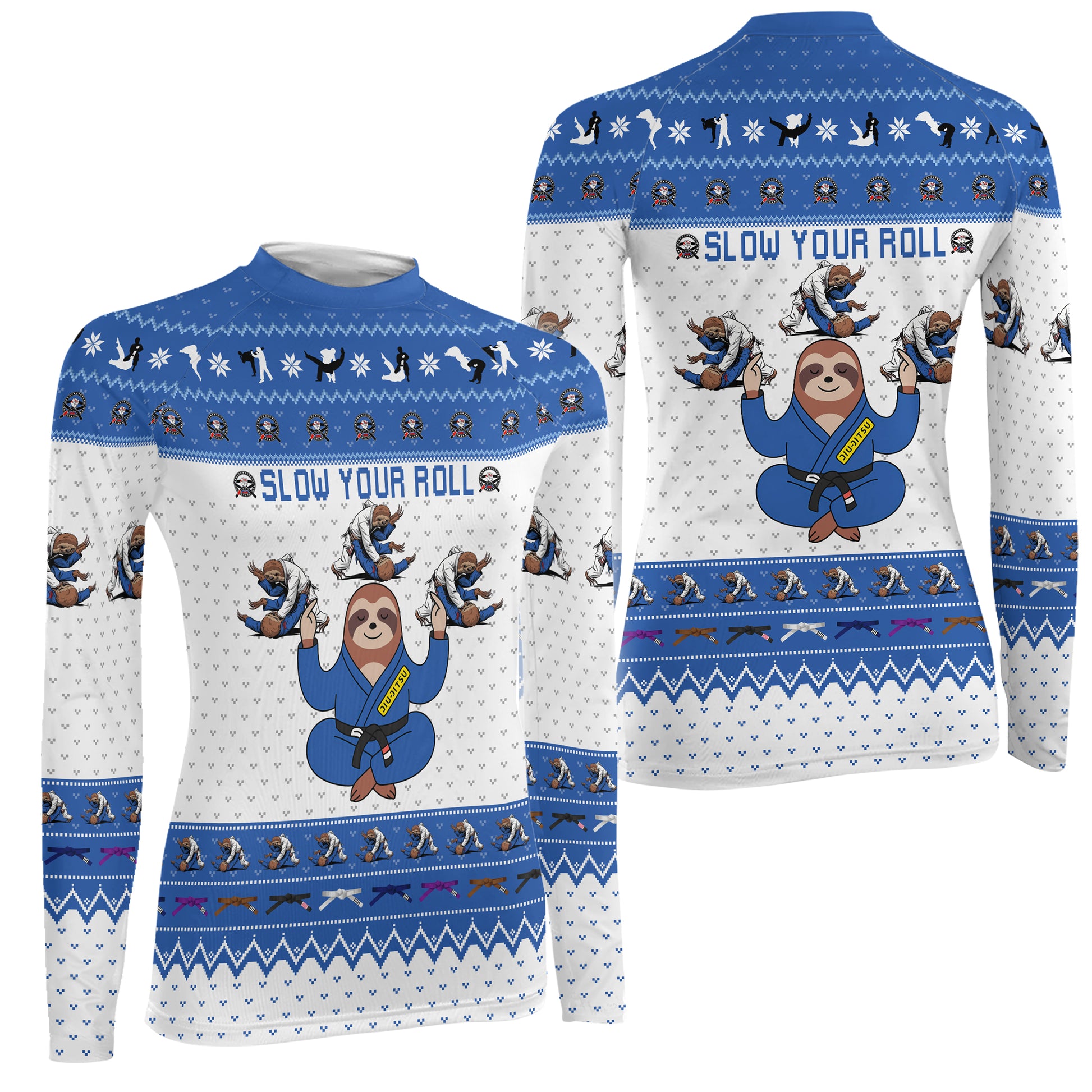 Sloth Jiu Jitsu Xmas Women's Long Sleeve Rash Guard