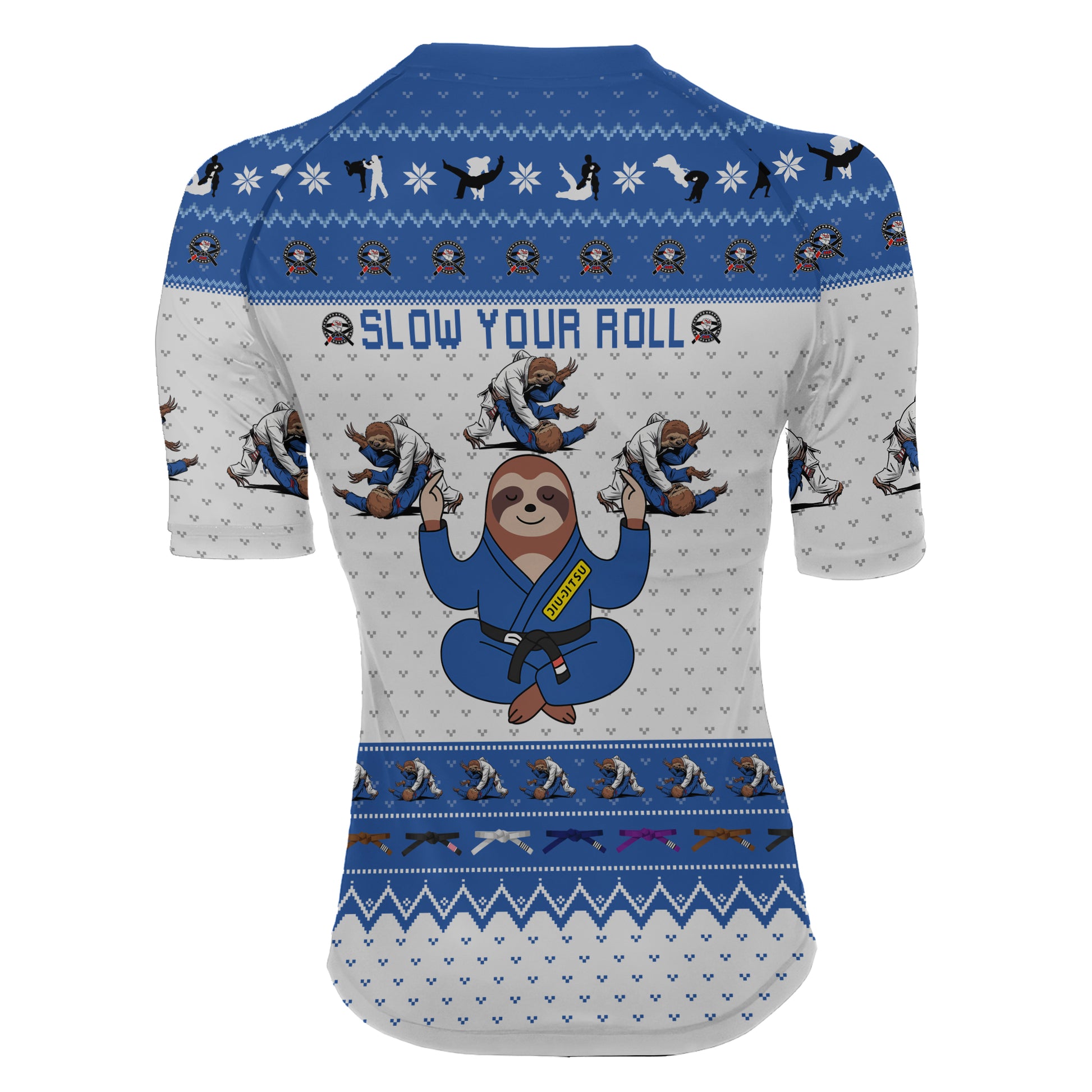 Sloth Jiu Jitsu Xmas Women's Short Sleeve Rash Guard