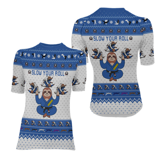 Sloth Jiu Jitsu Xmas Women's Short Sleeve Rash Guard