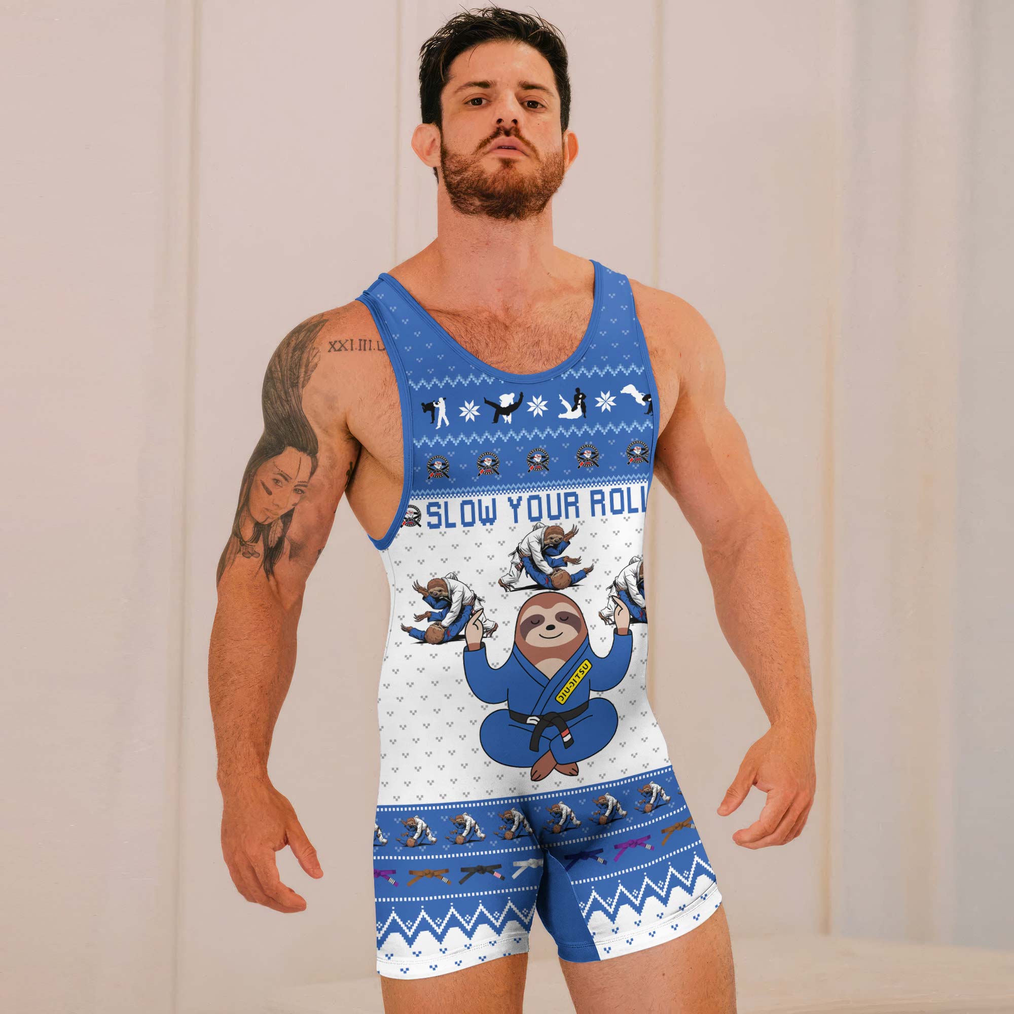 Sloth Jiu Jitsu Xmas Wrestling Singlets