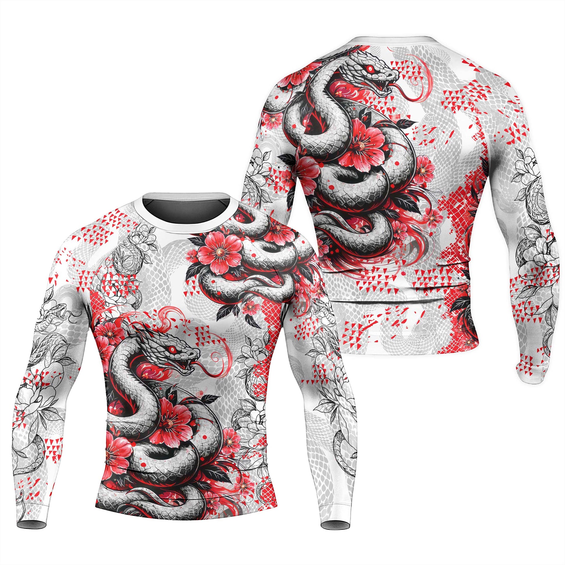 Snake Blossom Men's Long Sleeve Rash Guard