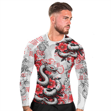 Snake Blossom Men's Long Sleeve Rash Guard