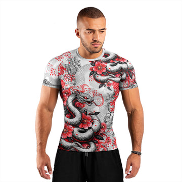 Snake Blossom Men's Short Sleeve Rash Guard