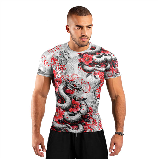 Snake Blossom Men's Short Sleeve Rash Guard