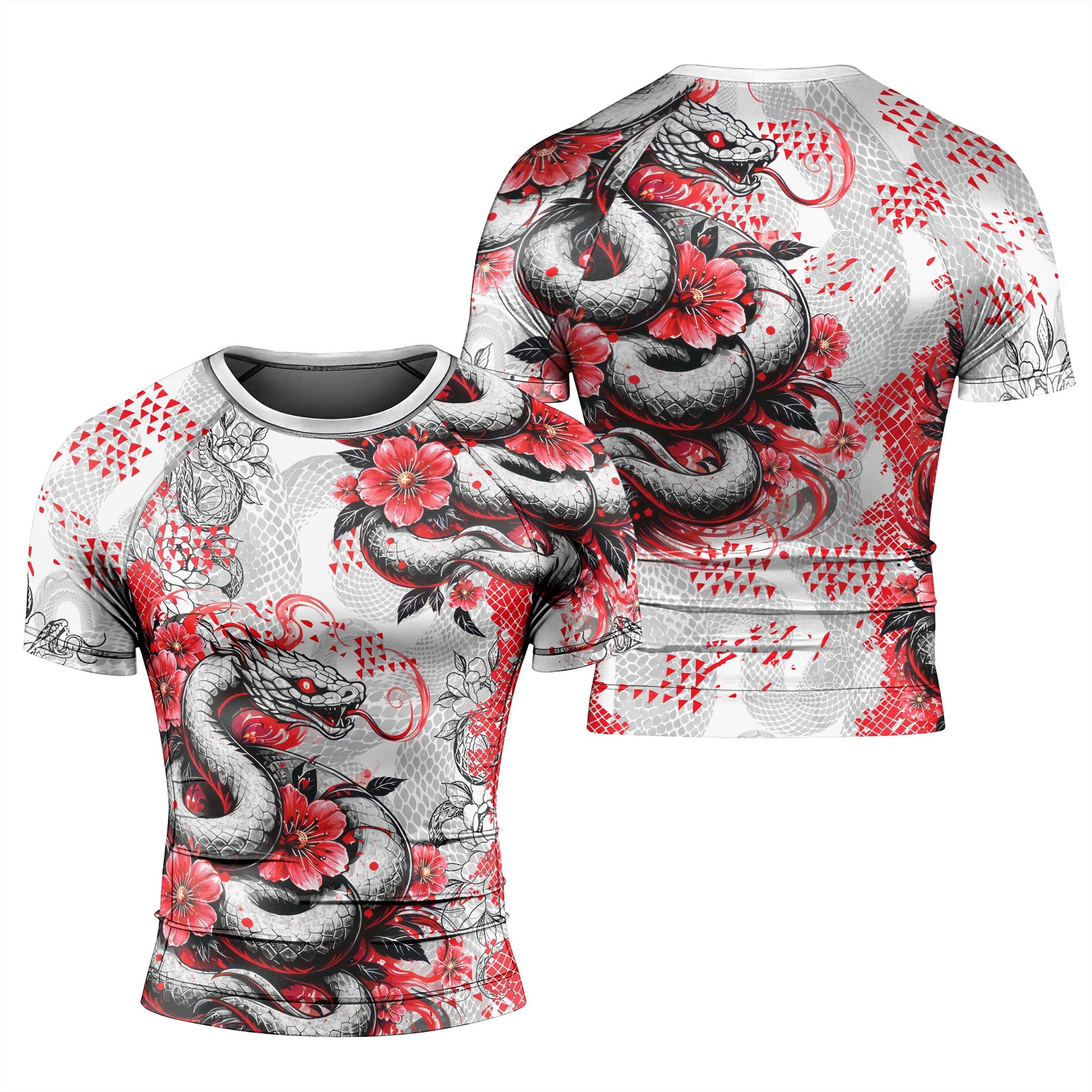 Snake Blossom Men's Short Sleeve Rash Guard