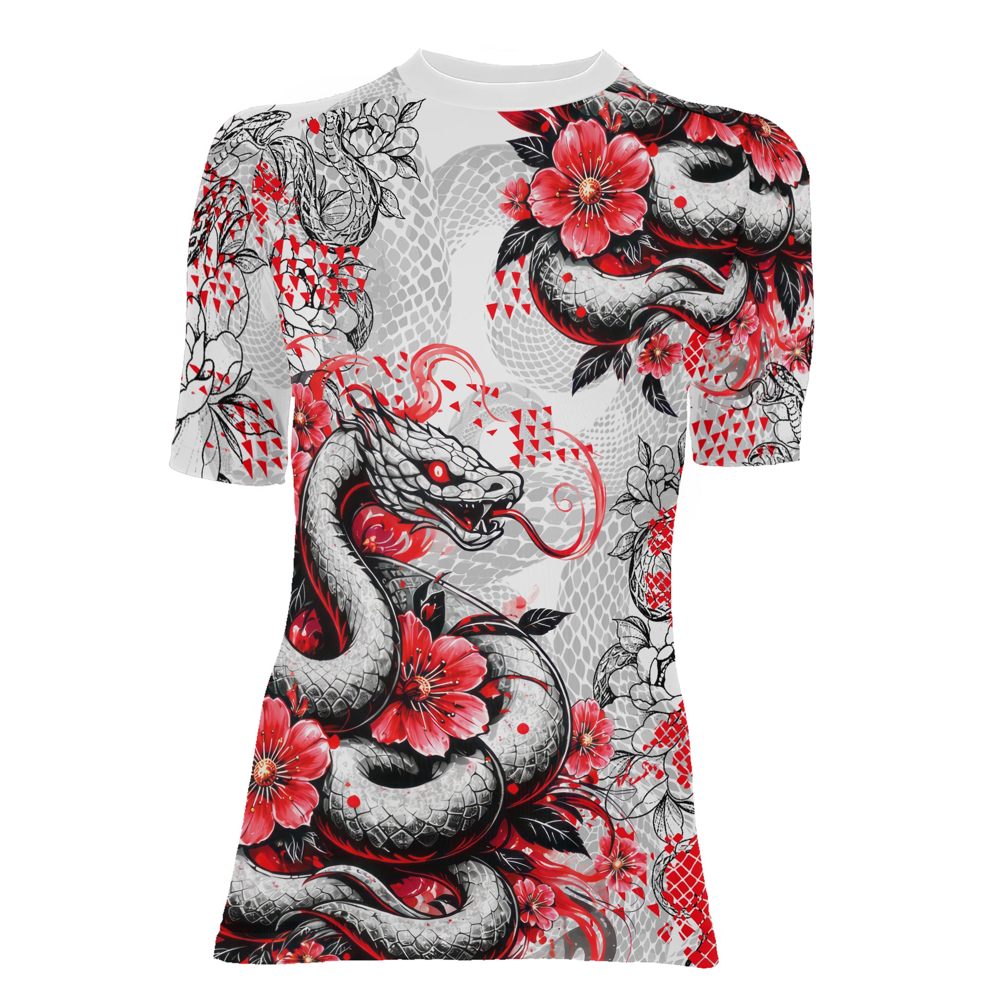 Snake Blossom Women's Short Sleeve Rash Guard