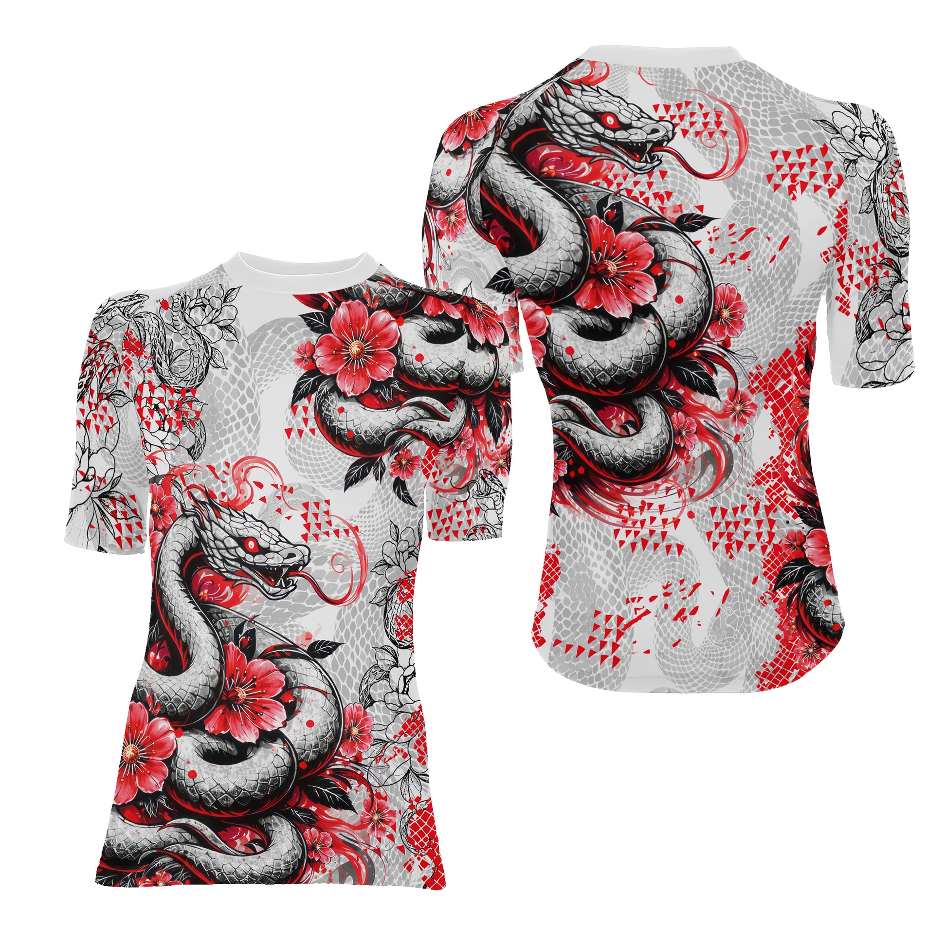 Snake Blossom Women's Short Sleeve Rash Guard