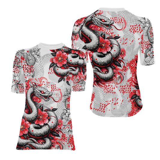 Snake Blossom Women's Short Sleeve Rash Guard