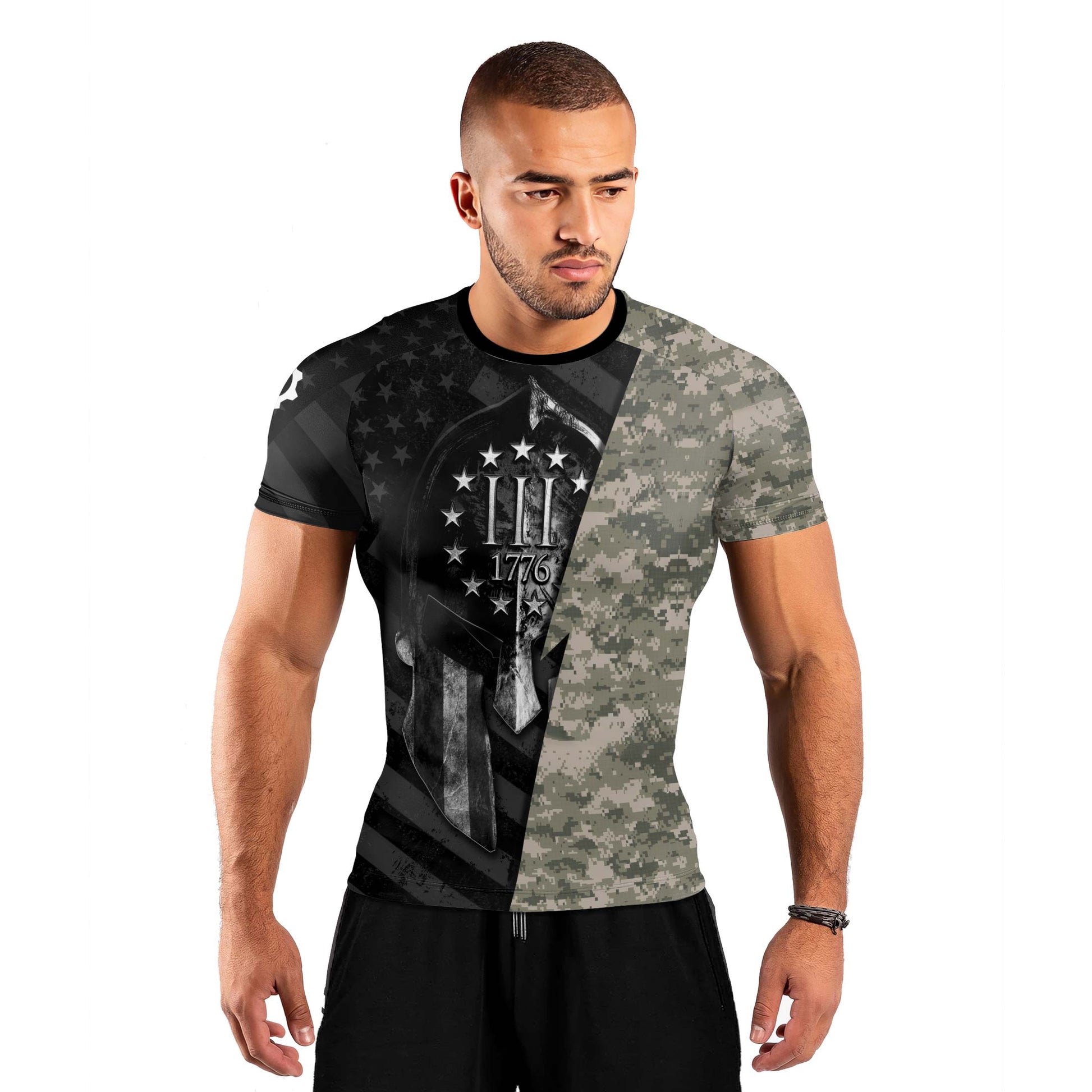 Spartan Army Men's Short Sleeve Rash Guard
