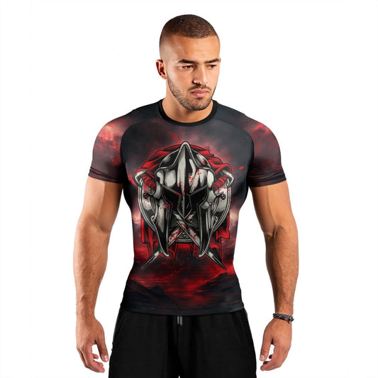 Spartan Mighty Warrior Men's Short Sleeve Rash Guard - BattleFitGear