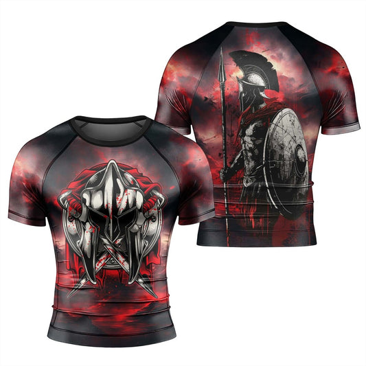 Spartan Mighty Warrior Men's Short Sleeve Rash Guard - BattleFitGear