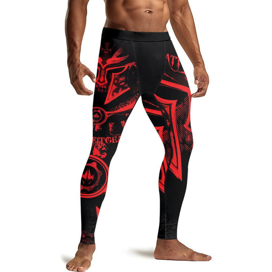 Spartan Red Men's Compression Leggings - BattleFitGear