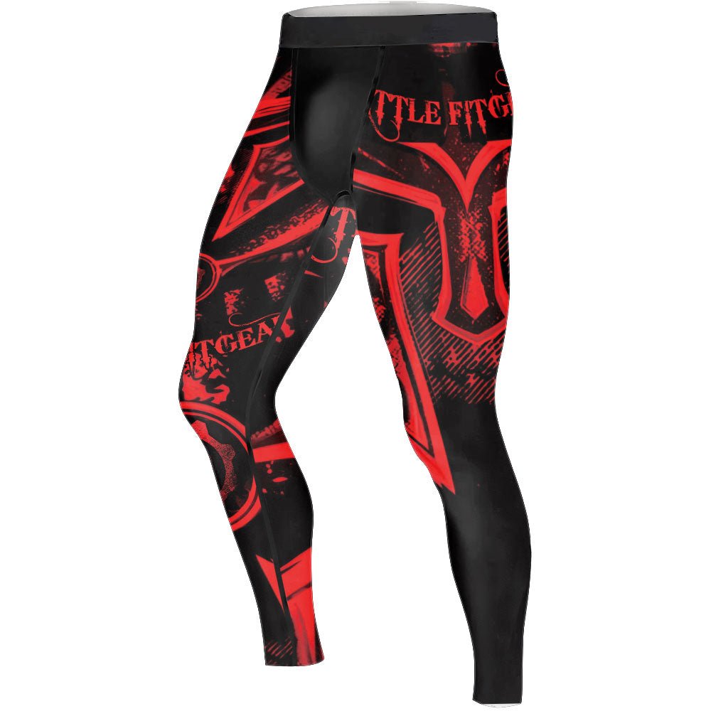 Spartan Red Men's Compression Leggings - BattleFitGear