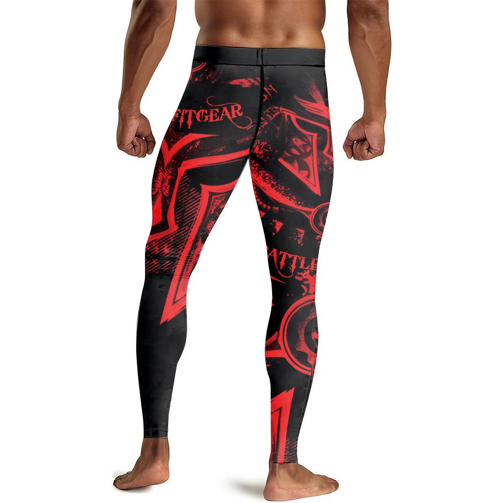 Spartan Red Men's Compression Leggings - BattleFitGear