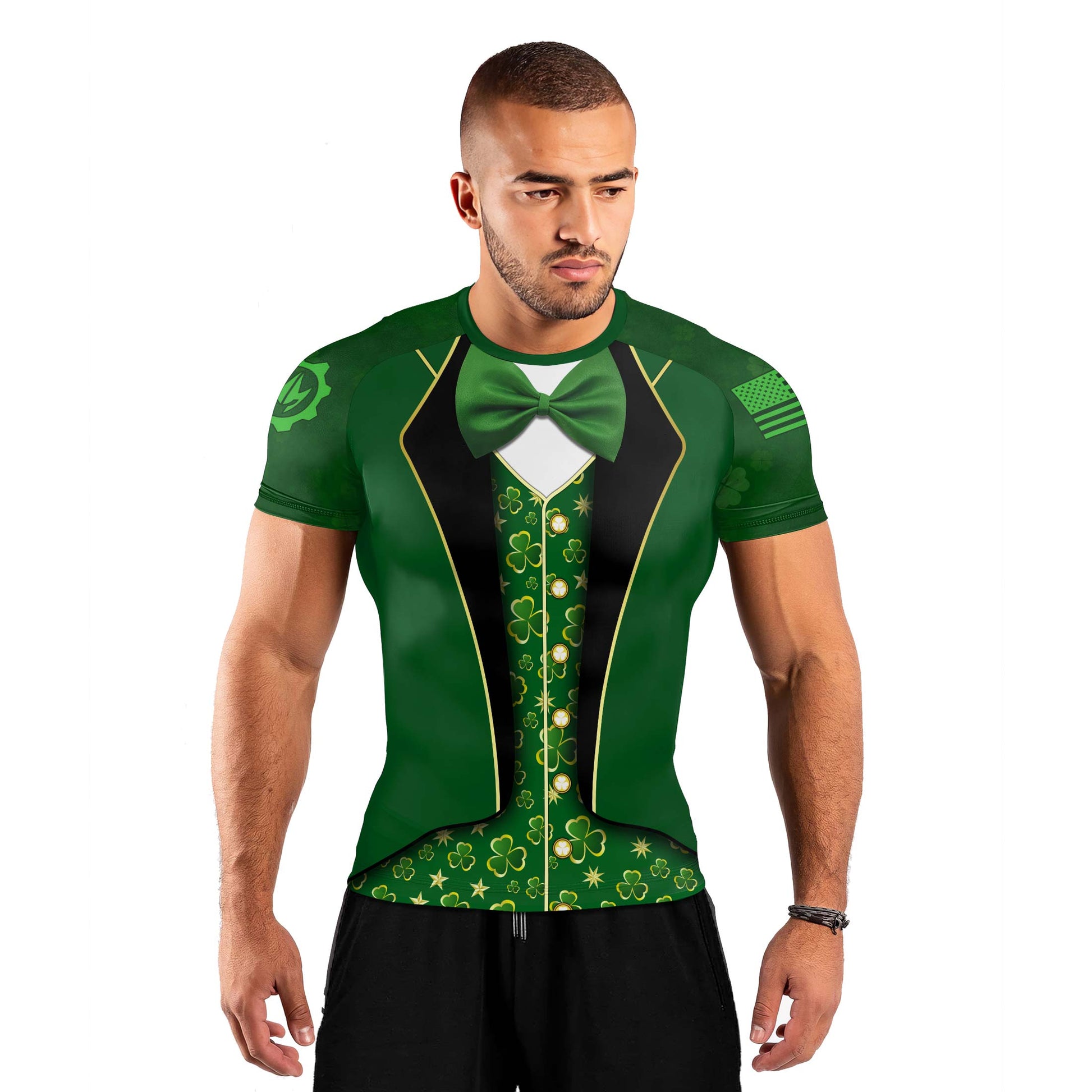 St Patrick's Day Cosplay Men's Short Sleeve Rash Guard