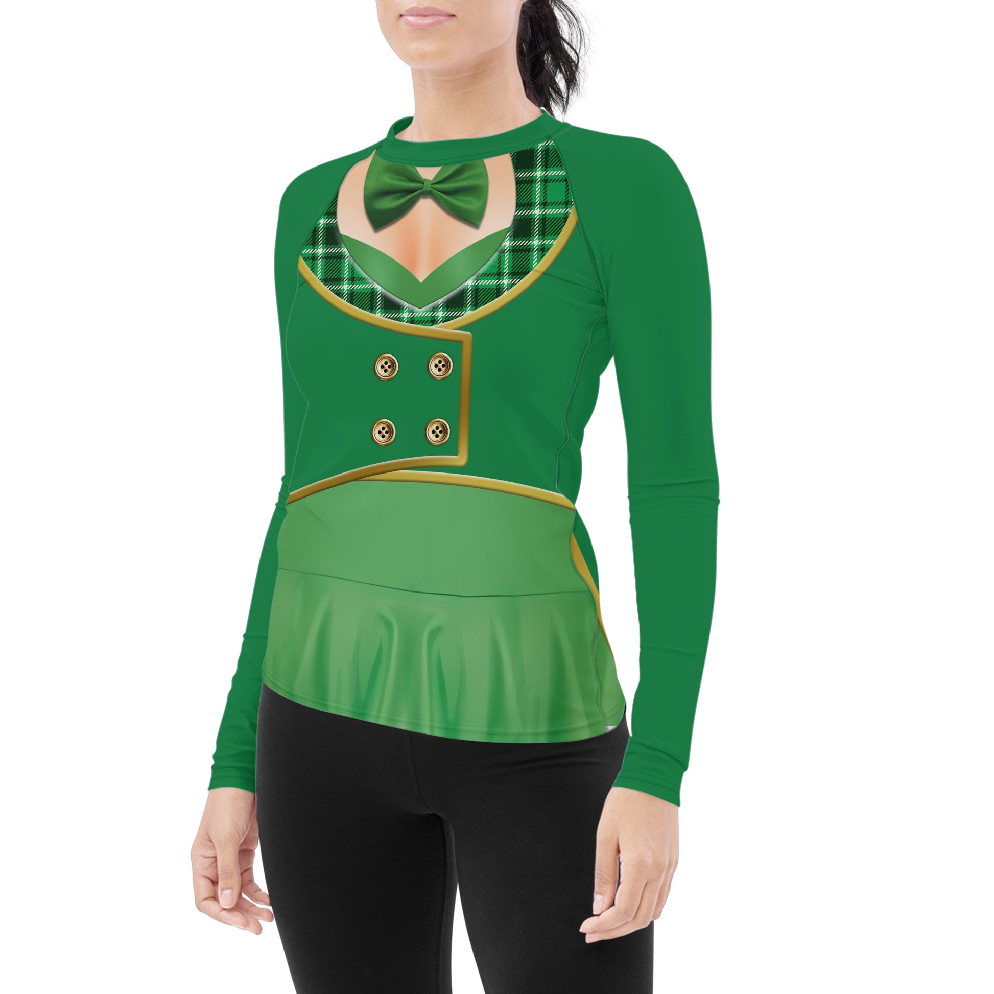 St. Patrick's Day Cosplay Women's Long Sleeve Rash Guard