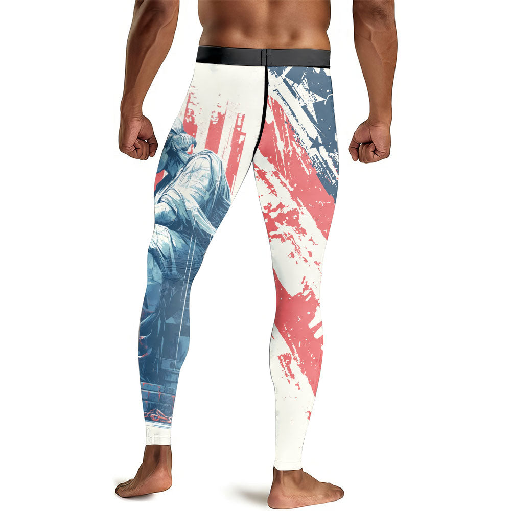 Statue of Liberty in Distress Men's Compression Leggings