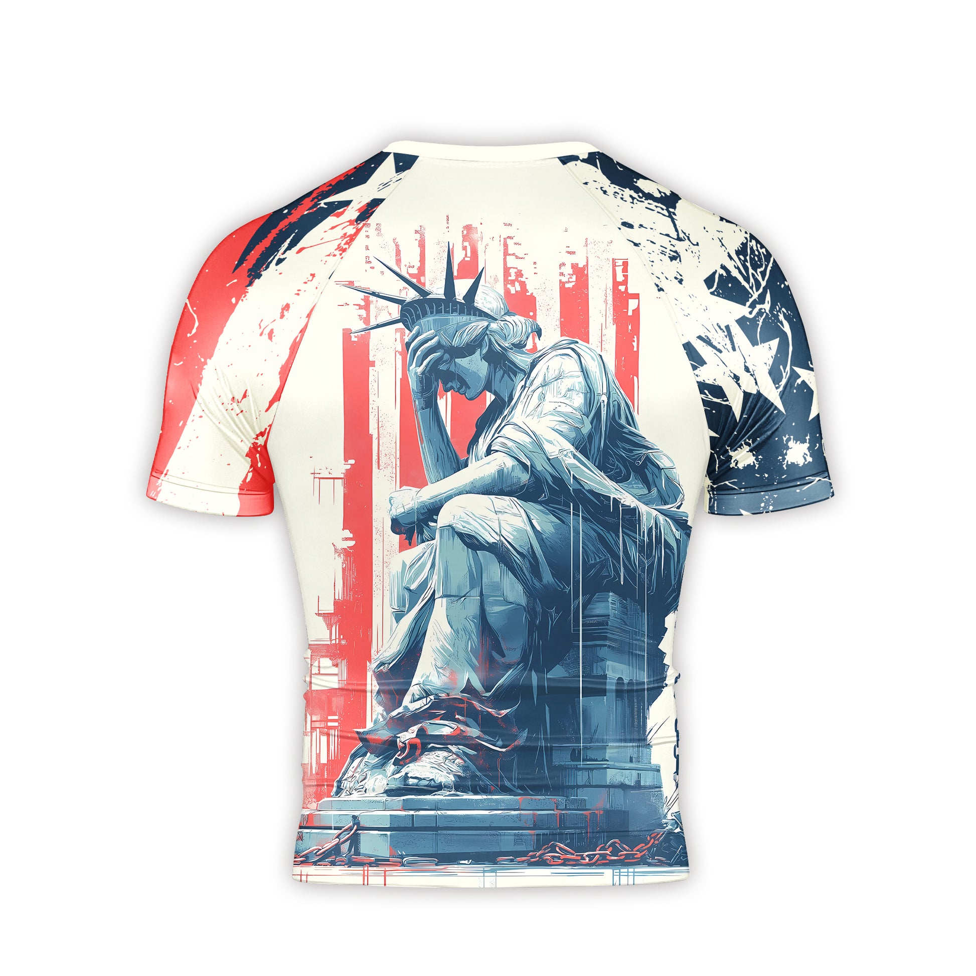 Statue of Liberty in Distress Men's Short Sleeve Rash Guard