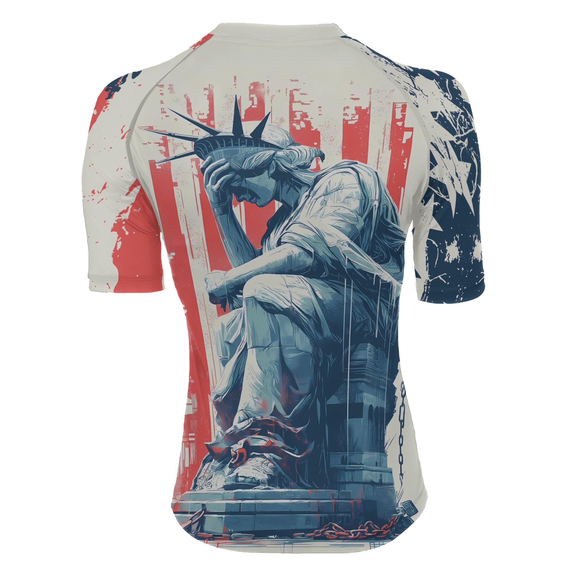 Statue of Liberty in Distress Women's Short Sleeve Rash Guard