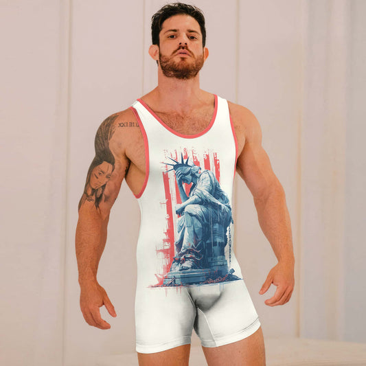 Statue of Liberty in Distress Wrestling Singlets