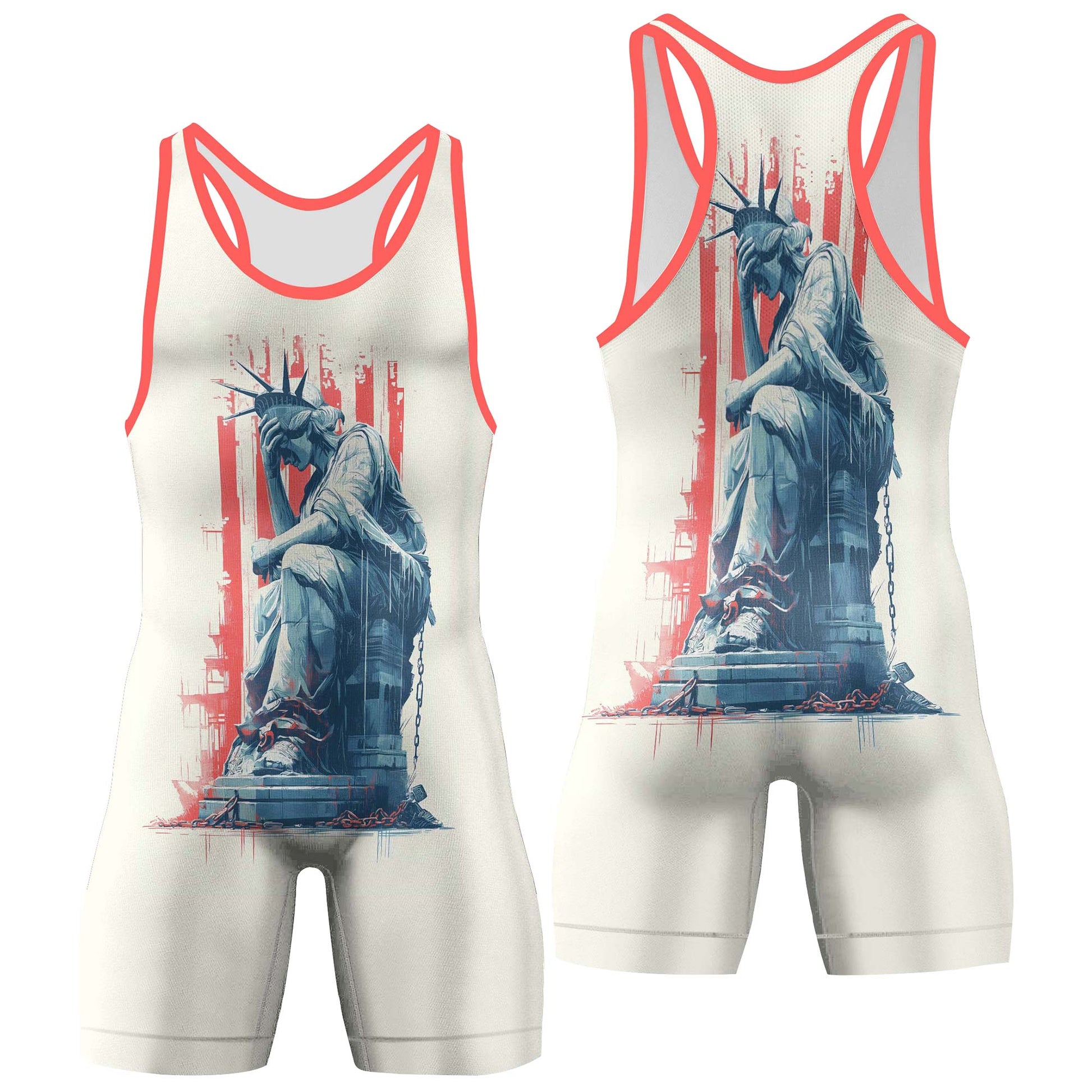 Statue of Liberty in Distress Wrestling Singlets