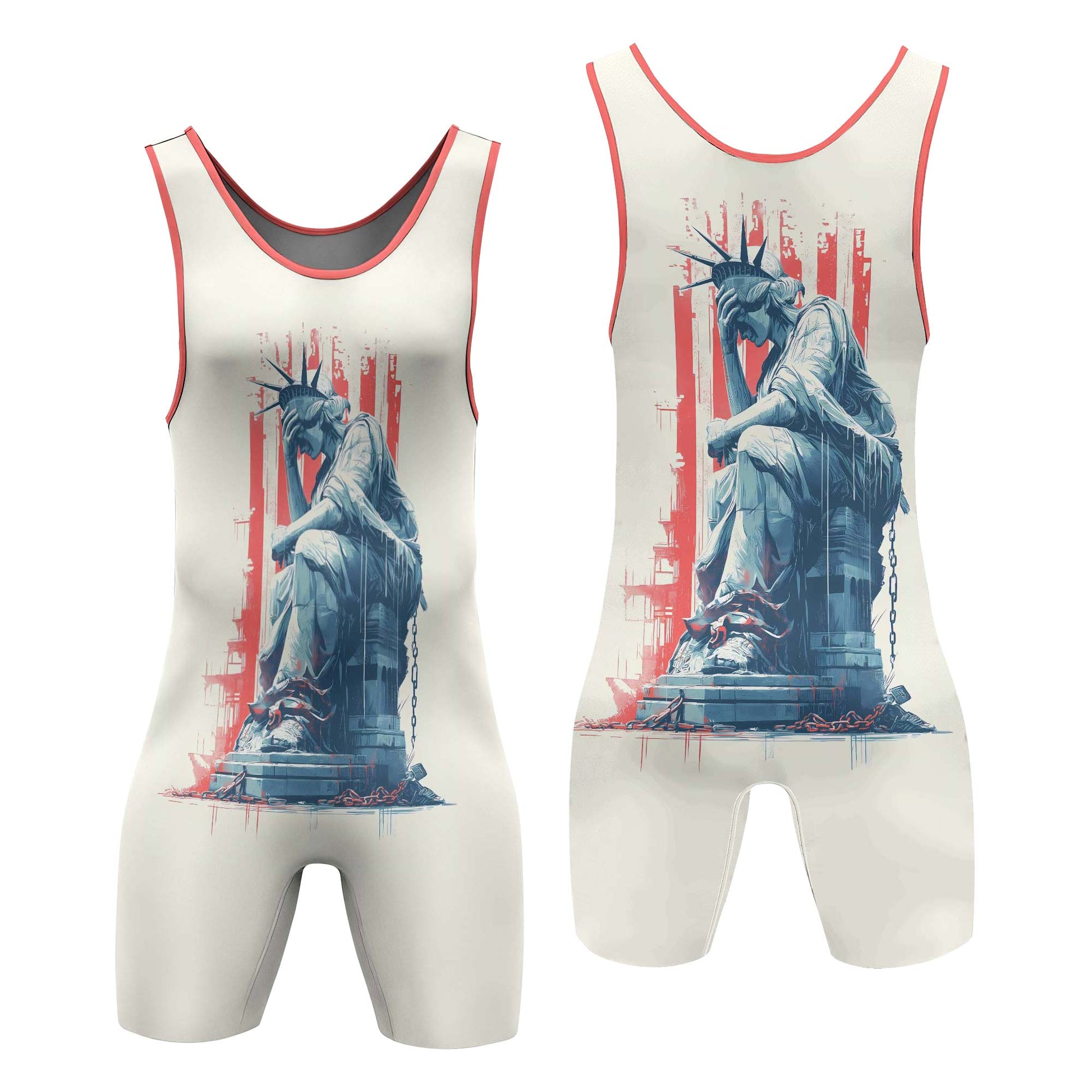 Statue of Liberty in Distress Wrestling Singlets