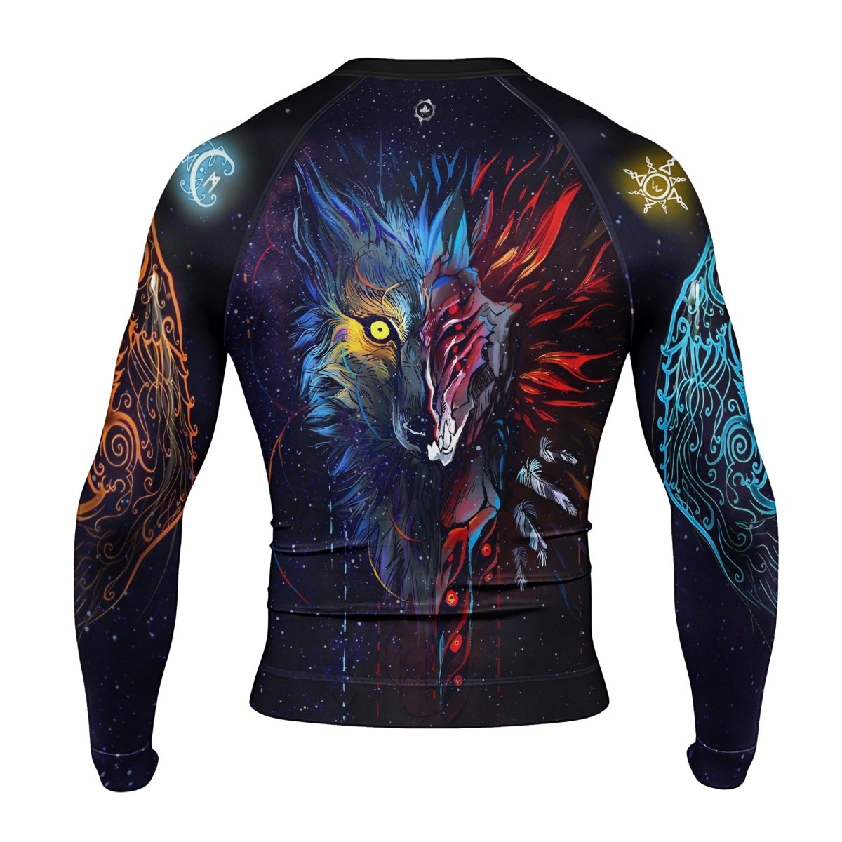 Sun and Moon Wolf Entities Men's Long Sleeve Rash Guard - BattleFitGear