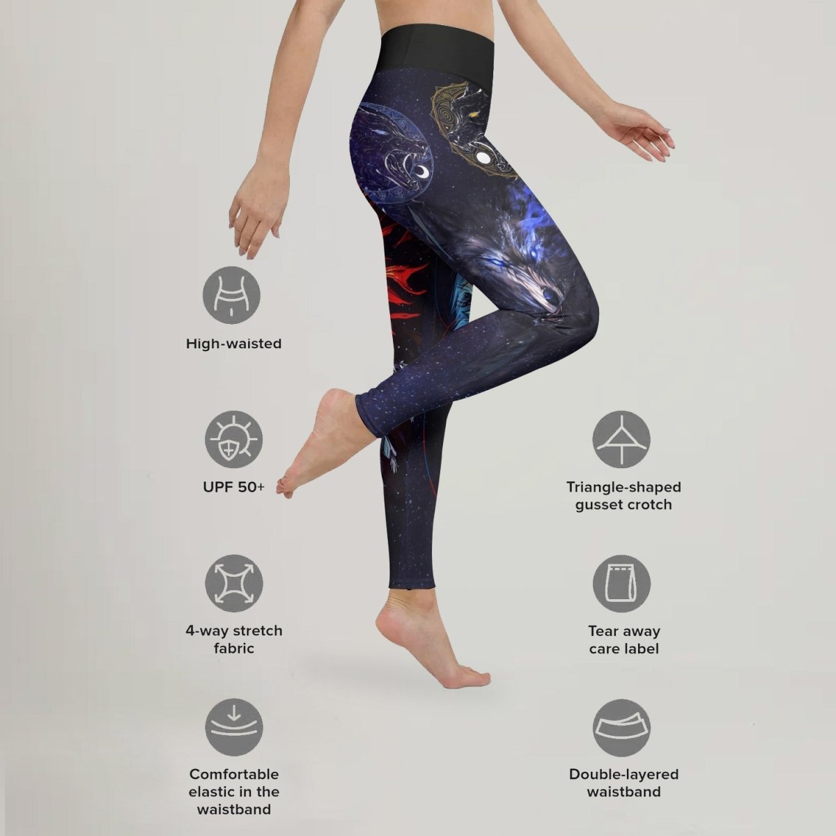 Sun and Moon Wolf Entities Leggings - BattleFitGear