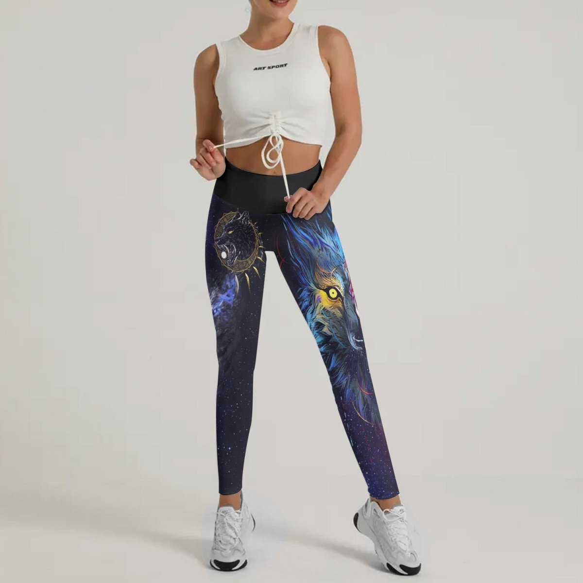 Sun and Moon Wolf Entities Leggings - BattleFitGear