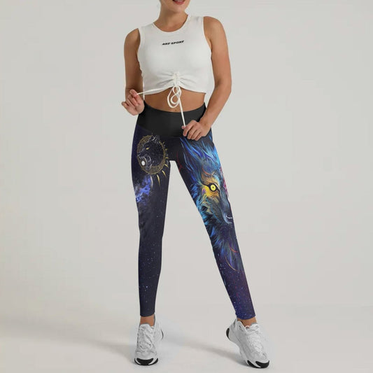 Sun and Moon Wolf Entities Leggings - BattleFitGear